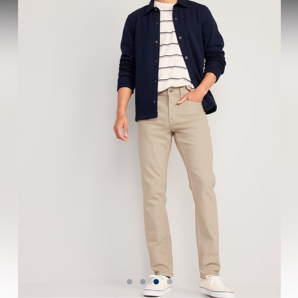 Old Navy Men’s Slim Five 5 Pocket Pants Light Khaki 32x34 Straight Leg Twill - Picture 3 of 10